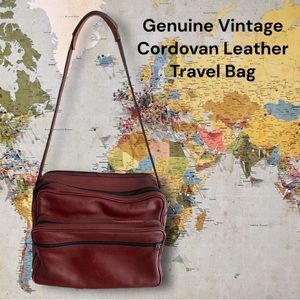 Vintage 70s Cordovan Leather Travel Bag Tote In‎ Rich Burgundy